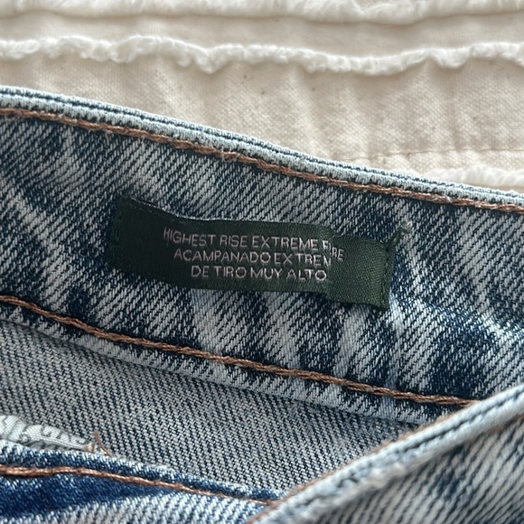 High Rise Extreme Flare Bellbottom Jeans with floral detail sz 10 - Picture 4 of 4